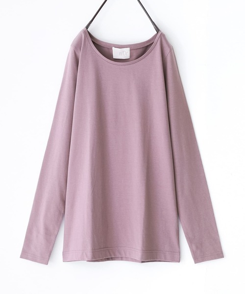 n'OrLABEL(ノアールレーベル)の「『シンプルクルーネックロンT』(Tシャツ/カットソー・レディース・ホワイト/グレイッシュベージュ/ラベンダー/グレイッシュブルー/ブルーグリーン/モカ/ダークグレー/ブラック・M/L/LL)」の17枚目の写真