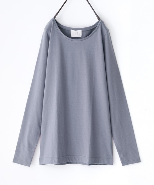n'OrLABEL(ノアールレーベル)の「『シンプルクルーネックロンT』(Tシャツ/カットソー・レディース・ホワイト/グレイッシュベージュ/ラベンダー/グレイッシュブルー/ブルーグリーン/モカ/ダークグレー/ブラック・M/L/LL)」の18枚目の写真