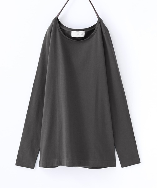 n'OrLABEL(ノアールレーベル)の「『シンプルクルーネックロンT』(Tシャツ/カットソー・レディース・ホワイト/グレイッシュベージュ/ラベンダー/グレイッシュブルー/ブルーグリーン/モカ/ダークグレー/ブラック・M/L/LL)」の21枚目の写真