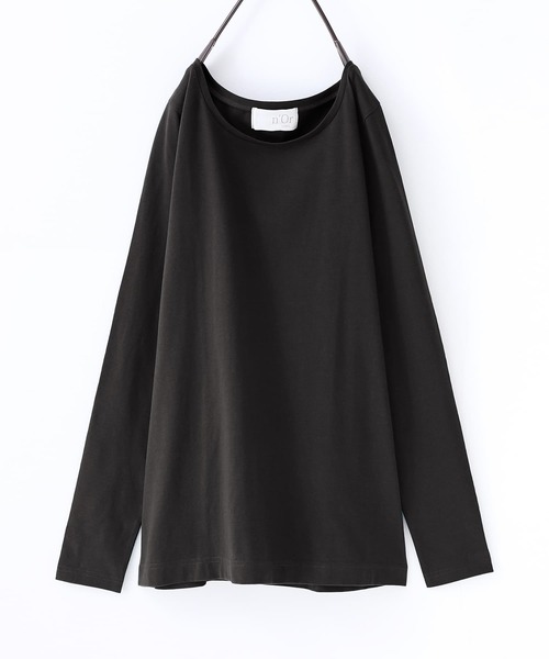 n'OrLABEL(ノアールレーベル)の「『シンプルクルーネックロンT』(Tシャツ/カットソー・レディース・ホワイト/グレイッシュベージュ/ラベンダー/グレイッシュブルー/ブルーグリーン/モカ/ダークグレー/ブラック・M/L/LL)」の22枚目の写真