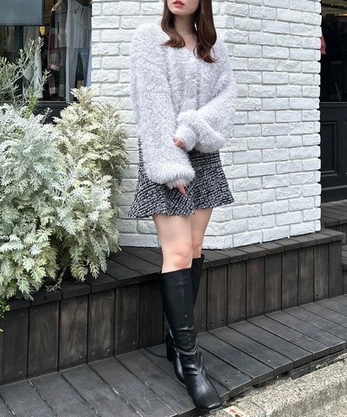 INGNI(イング)の「ラメフェザーヤーンニットカーディガン(カーディガン/ボレロ・レディース・ピンク/アイボリー/グレー・M)」の9枚目の写真