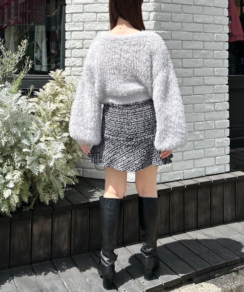 INGNI(イング)の「ラメフェザーヤーンニットカーディガン(カーディガン/ボレロ・レディース・ピンク/アイボリー/グレー・M)」の11枚目の写真