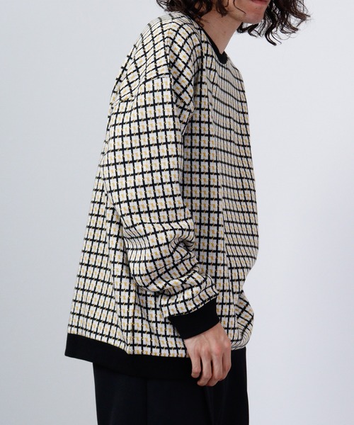 【セール】ルーズシルエットジャガードニットソー総柄トリムクルーネック(ニット/セーター)|ATELANE(アテレーン) 【セール】ルーズシルエットジャガードニットソー総柄トリムクルーネック(ニット/セーター)|ATELANE(アテレーン)