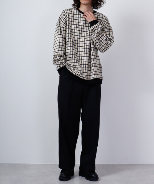 【セール】ルーズシルエットジャガードニットソー総柄トリムクルーネック(ニット/セーター)|ATELANE(アテレーン) 【セール】ルーズシルエットジャガードニットソー総柄トリムクルーネック(ニット/セーター)|ATELANE(アテレーン)