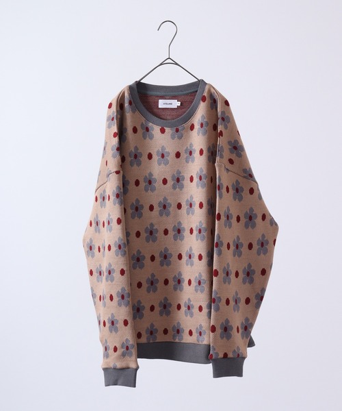 【セール】ルーズシルエットジャガードニットソー総柄トリムクルーネック(ニット/セーター)|ATELANE(アテレーン) 【セール】ルーズシルエットジャガードニットソー総柄トリムクルーネック(ニット/セーター)|ATELANE(アテレーン)