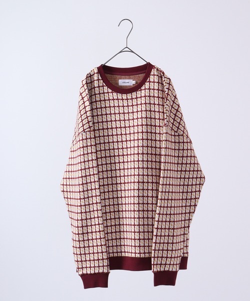 【セール】ルーズシルエットジャガードニットソー総柄トリムクルーネック(ニット/セーター)|ATELANE(アテレーン) 【セール】ルーズシルエットジャガードニットソー総柄トリムクルーネック(ニット/セーター)|ATELANE(アテレーン)