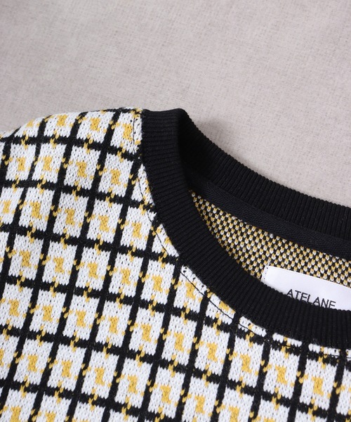 【セール】ルーズシルエットジャガードニットソー総柄トリムクルーネック(ニット/セーター)|ATELANE(アテレーン) 【セール】ルーズシルエットジャガードニットソー総柄トリムクルーネック(ニット/セーター)|ATELANE(アテレーン)
