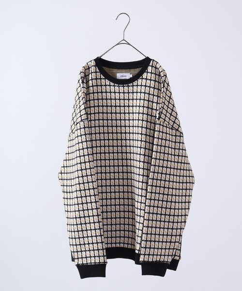 【セール】ルーズシルエットジャガードニットソー総柄トリムクルーネック(ニット/セーター)|ATELANE(アテレーン) 【セール】ルーズシルエットジャガードニットソー総柄トリムクルーネック(ニット/セーター)|ATELANE(アテレーン)