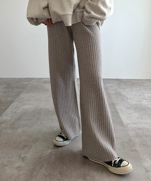 apres jour mignon（アプレジュールミニョン）の「リブニットパンツ【ZOZOTOWN限定アイテム】（その他パンツ・レディース・ブラック/グリーン/グレイッシュベージュ/アイボリー・SMALL/MEDIUM/X-LARGE）」の12枚目の写真