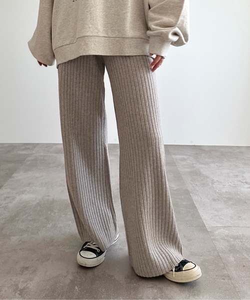 apres jour mignon（アプレジュールミニョン）の「リブニットパンツ【ZOZOTOWN限定アイテム】（その他パンツ・レディース・ブラック/グリーン/グレイッシュベージュ/アイボリー・SMALL/MEDIUM/X-LARGE）」の14枚目の写真