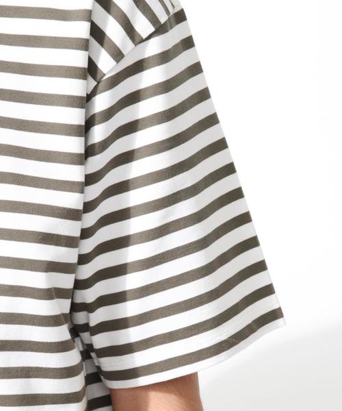 MONKEY TIME（モンキータイム）の「＜monkey time＞ サイドボタン ボーダーカットソー◆（Tシャツ/カットソー・メンズ・ブラック/オリーブ・X-LARGE/MEDIUM/LARGE/SMALL）」の11枚目の写真