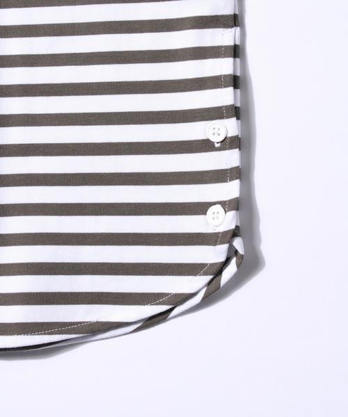 MONKEY TIME（モンキータイム）の「＜monkey time＞ サイドボタン ボーダーカットソー◆（Tシャツ/カットソー・メンズ・ブラック/オリーブ・X-LARGE/MEDIUM/LARGE/SMALL）」の4枚目の写真