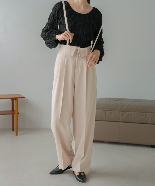 Bab（バブ）の「2WAYハイウエストスラックス（スラックス・レディース・ピンク/アイボリー/チャコールグレー・L/S/M）」の3枚目の写真