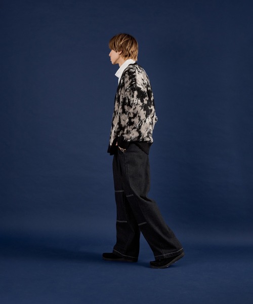 Adoon plain(アドーンプレーン)の「マーブルパターンジャガードカーディガン(カーディガン/ボレロ・メンズ・ブラック/アイボリー/ダークグリーン・LARGE/MEDIUM)」の11枚目の写真