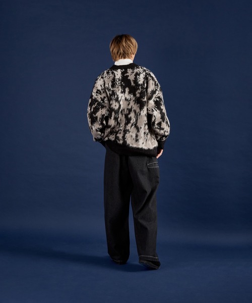 Adoon plain(アドーンプレーン)の「マーブルパターンジャガードカーディガン(カーディガン/ボレロ・メンズ・ブラック/アイボリー/ダークグリーン・LARGE/MEDIUM)」の12枚目の写真