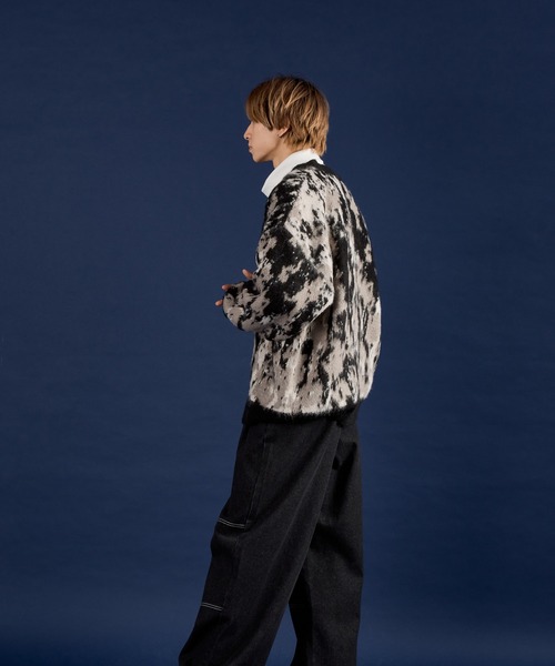 Adoon plain(アドーンプレーン)の「マーブルパターンジャガードカーディガン(カーディガン/ボレロ・メンズ・ブラック/アイボリー/ダークグリーン・LARGE/MEDIUM)」の6枚目の写真