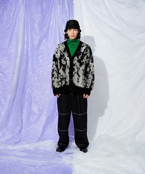 Adoon plain(アドーンプレーン)の「マーブルパターンジャガードカーディガン(カーディガン/ボレロ・メンズ・ブラック/アイボリー/ダークグリーン・LARGE/MEDIUM)」の18枚目の写真