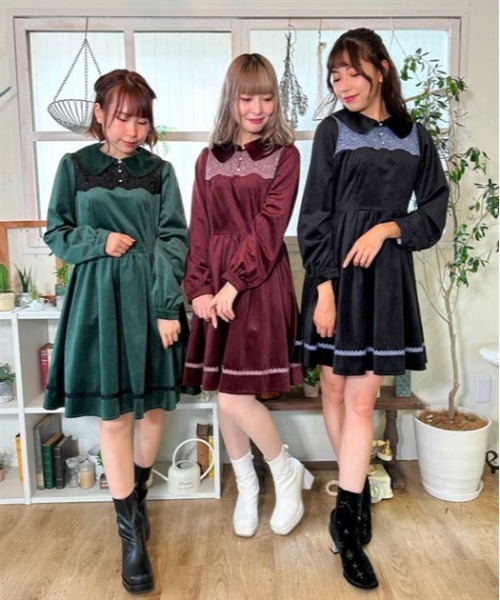 axesfemme POETIQUE ベロア ジャンスカ ワンピース ワイン axesfemme POETIQUE ベロア ジャンス カワンピース ワイン