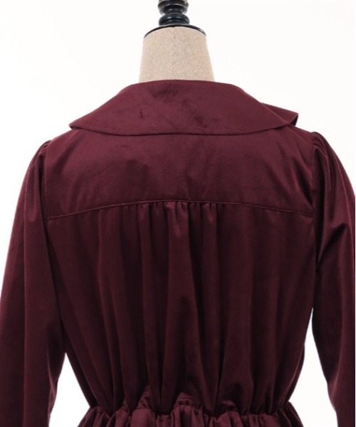 axesfemme POETIQUE ベロア ジャンスカ ワンピース ワイン クラシカルベロアジャンスカ | axes femme online shop