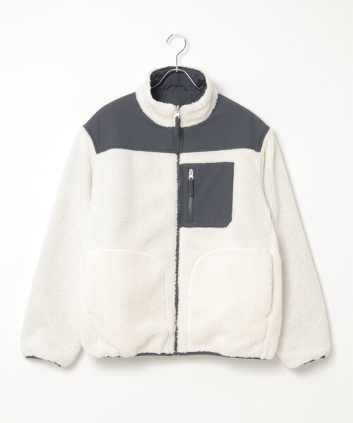 ikka（イッカ）の「【2WAY】リバーシブル切り替えボアブルゾン（ブルゾン・メンズ・チャコールグレー/ホワイト/ベージュ・L/M/S/XL）」の5枚目の写真