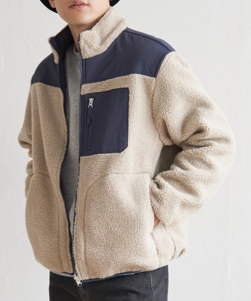 ikka（イッカ）の「【2WAY】リバーシブル切り替えボアブルゾン（ブルゾン・メンズ・チャコールグレー/ホワイト/ベージュ・L/M/S/XL）」の3枚目の写真