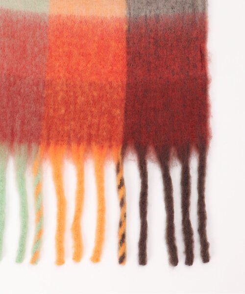 VENCEEXCHANGE(ヴァンスエクスチェンジ)の「マルチカラーチェックビッグストール(ストール/ショール・レディース・ピンク/オレンジ/ブラック/グリーン・FREE)」の8枚目の写真