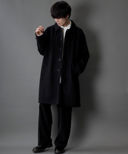 SITRY（シトリー）の「wool like over size bal collar coat/オーバーサイズ バルカラーコート/ステンカラーコート（ステンカラーコート・メンズ・ブラウン/チャコールグレー/ブラック/グレイッシュベージュ・M/L）」の21枚目の写真