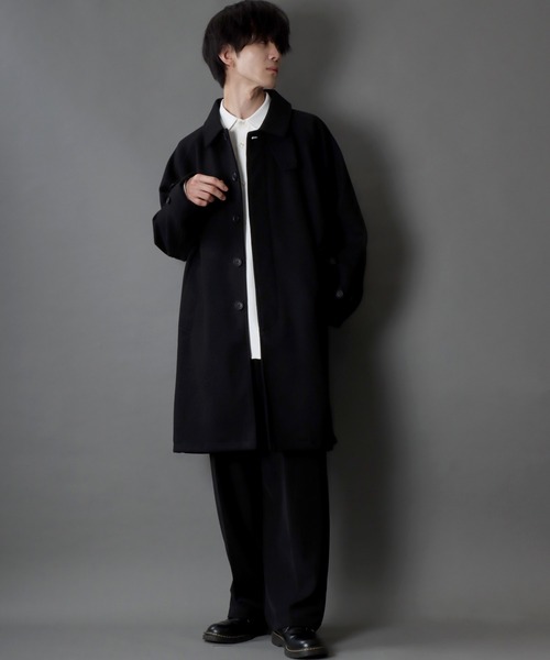 SITRY（シトリー）の「wool like over size bal collar coat/オーバーサイズ バルカラーコート/ステンカラーコート（ステンカラーコート・メンズ・ブラウン/チャコールグレー/ブラック/グレイッシュベージュ・M/L）」の22枚目の写真
