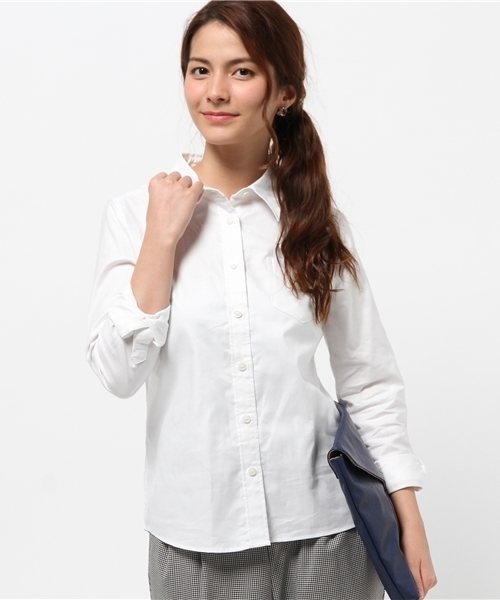 NATURAL BEAUTY BASIC（ナチュラルビューティーベーシック）の「【andGIRL 12月号掲載】【JJ 12月号掲載】オックスベーシックシャツ（シャツ/ブラウス・レディース・ホワイト系その他/ブルー・LARGE/SMALL/MEDIUM）」の2枚目の写真