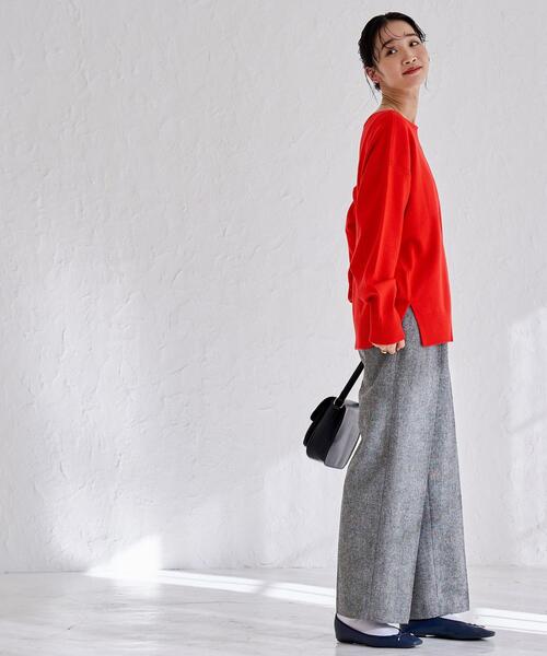 coen（コーエン）の「ウールMIXホームスパンイージーワイドパンツ（スラックス・レディース・ブラック/グレー/モカ・M/L）」の14枚目の写真