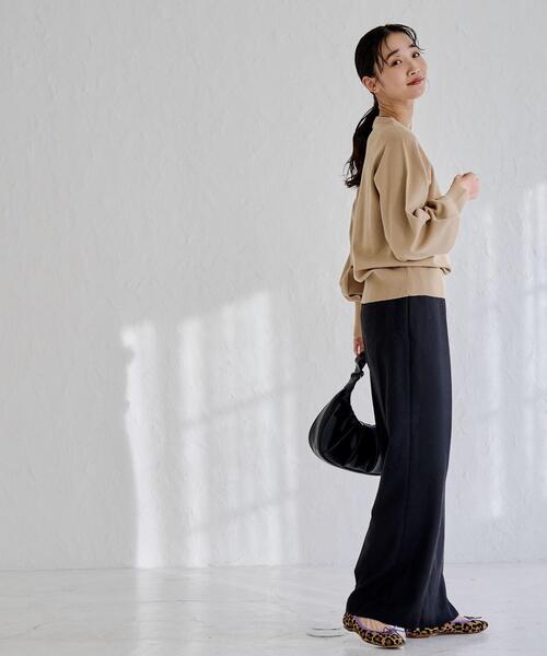 coen（コーエン）の「ウールMIXホームスパンイージーワイドパンツ（スラックス・レディース・ブラック/グレー/モカ・M/L）」の22枚目の写真