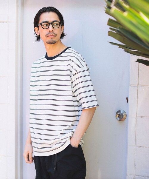 B:MING by BEAMS(ビーミングバイビームス)の「B:MING by BEAMS / ビッグシルエット クルーネック ボーダー Tシャツ「抗菌防臭」(Tシャツ/カットソー・メンズ・オフホワイト/ネイビー・MEDIUM/X-LARGE/LARGE/SMALL)」の6枚目の写真