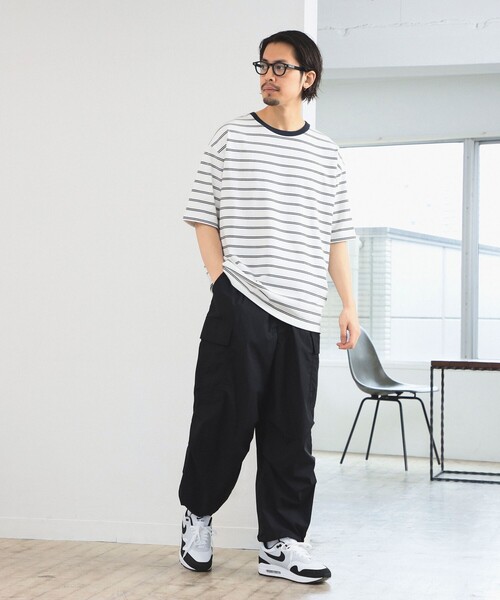 B:MING by BEAMS(ビーミングバイビームス)の「B:MING by BEAMS / ビッグシルエット クルーネック ボーダー Tシャツ「抗菌防臭」(Tシャツ/カットソー・メンズ・オフホワイト/ネイビー・MEDIUM/X-LARGE/LARGE/SMALL)」の8枚目の写真