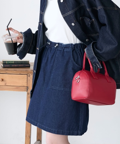 BONLECILL（ボンルシール）の「ウエストドロストデニムワークミニ