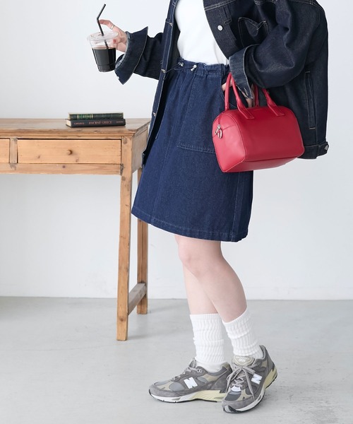 BONLECILL(ボンルシール)の「ウエストドロストデニムワークミニスカート(デニムスカート・レディース・ブラック/ブルー系1/ネイビー・FREE)」の22枚目の写真