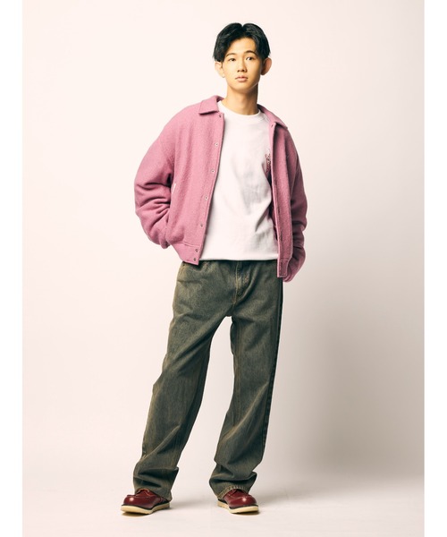 Guess（ゲス）の「GUESS Originals Boucle Varsity Jacket ジャケット/アウター スタジャン（スタジャン・メンズ・ピンク・LARGE/MEDIUM/X-LARGE）」の9枚目の写真