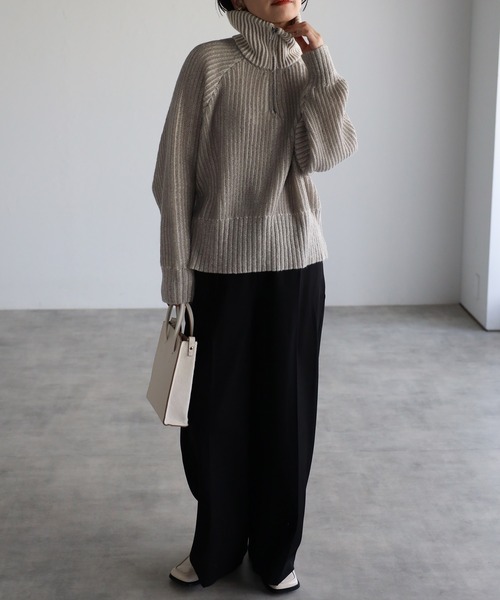 ap retro(アプレトロ)の「ハーフジップニットプルオーバー(ニット/セーター・レディース・ブラック/グレー/ベージュ・FREE)」の20枚目の写真