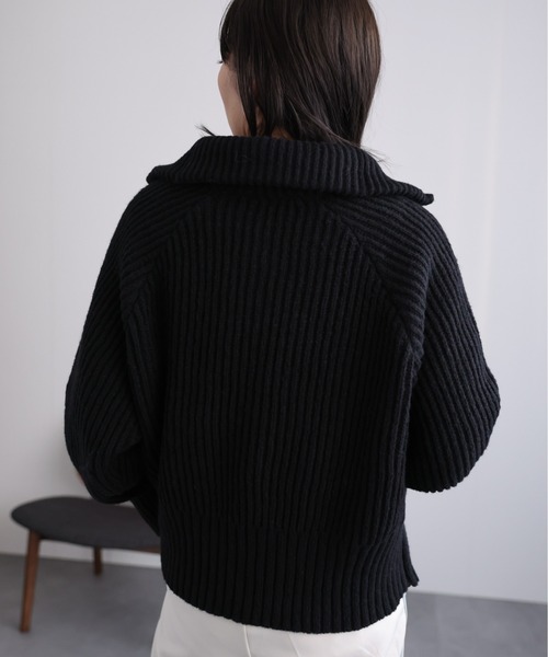 ap retro(アプレトロ)の「ハーフジップニットプルオーバー(ニット/セーター・レディース・ブラック/グレー/ベージュ・FREE)」の11枚目の写真