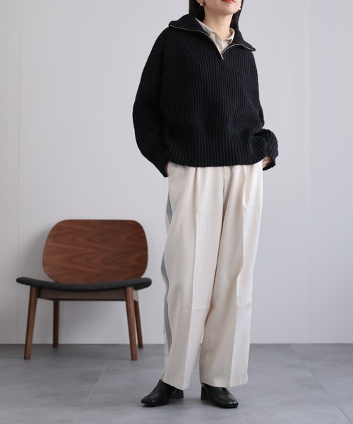 ap retro(アプレトロ)の「ハーフジップニットプルオーバー(ニット/セーター・レディース・ブラック/グレー/ベージュ・FREE)」の14枚目の写真