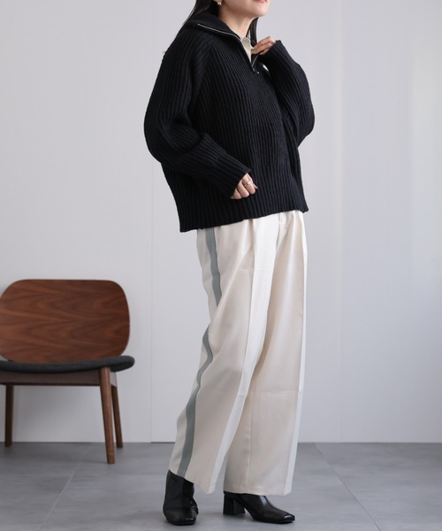 ap retro(アプレトロ)の「ハーフジップニットプルオーバー(ニット/セーター・レディース・ブラック/グレー/ベージュ・FREE)」の17枚目の写真