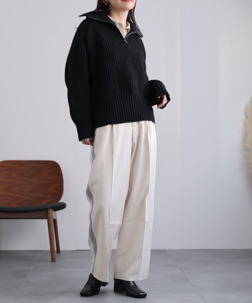 ap retro(アプレトロ)の「ハーフジップニットプルオーバー(ニット/セーター・レディース・ブラック/グレー/ベージュ・FREE)」の18枚目の写真