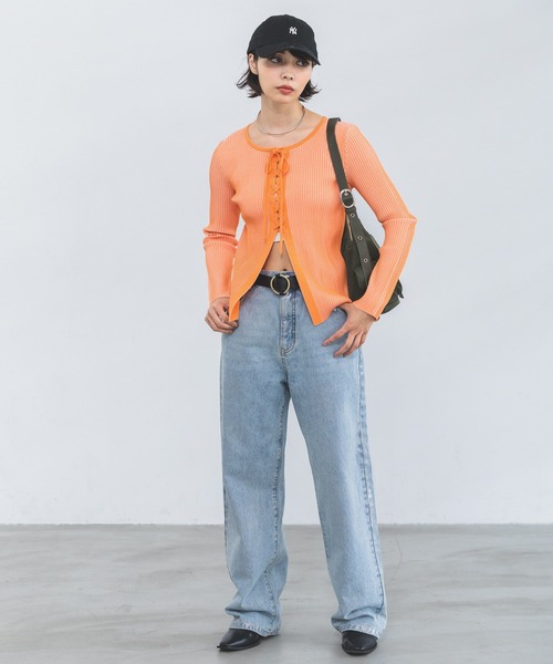 PAGEBOY（ページボーイ）の「レースアップバイカラーリブニット（ニット/セーター・レディース・オフホワイト/ブラック/ネイビー/オレンジ系その他・FREE）」の15枚目の写真