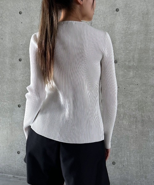 セール】レースアップバイカラーリブニット（ニット/セーター