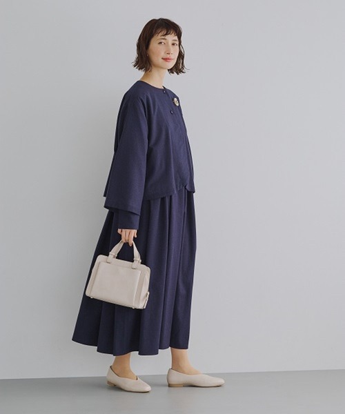 Natural by studio CLIP リネンカットワークワンピースセット セール】《Natural by studio CLIP》リネンカットワーク