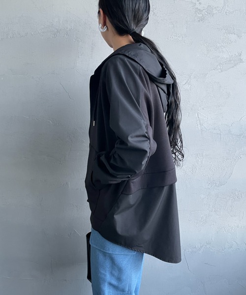 JEANS FACTORY Clothes（ジーンズファクトリークローズ）の「[Jeans Factory Clothes/ジーンズファクトリークローズ] 異素材切り替え ボンディングパーカー（その他アウター・レディース・オフホワイト/ブラック/ネイビー・F）」の17枚目の写真
