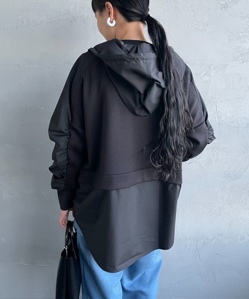 JEANS FACTORY Clothes（ジーンズファクトリークローズ）の「[Jeans Factory Clothes/ジーンズファクトリークローズ] 異素材切り替え ボンディングパーカー（その他アウター・レディース・オフホワイト/ブラック/ネイビー・F）」の18枚目の写真