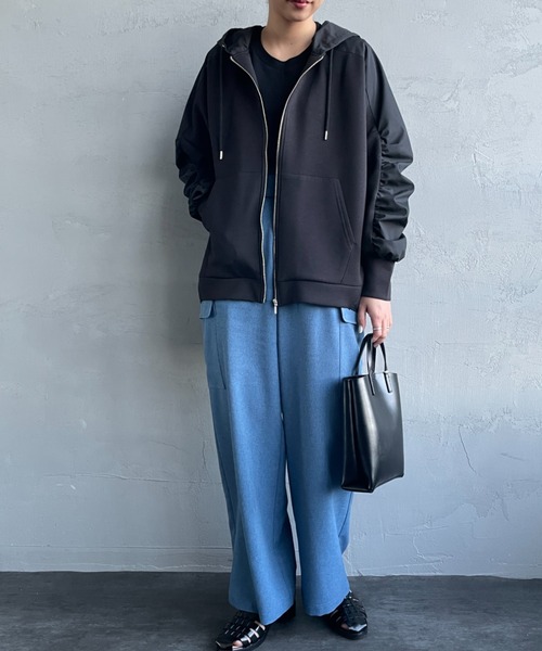 JEANS FACTORY Clothes（ジーンズファクトリークローズ）の「[Jeans Factory Clothes/ジーンズファクトリークローズ] 異素材切り替え ボンディングパーカー（その他アウター・レディース・オフホワイト/ブラック/ネイビー・F）」の19枚目の写真