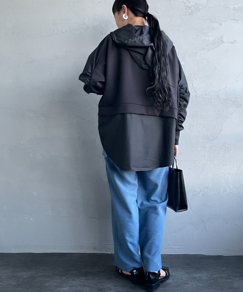 JEANS FACTORY Clothes（ジーンズファクトリークローズ）の「[Jeans Factory Clothes/ジーンズファクトリークローズ] 異素材切り替え ボンディングパーカー（その他アウター・レディース・オフホワイト/ブラック/ネイビー・F）」の21枚目の写真
