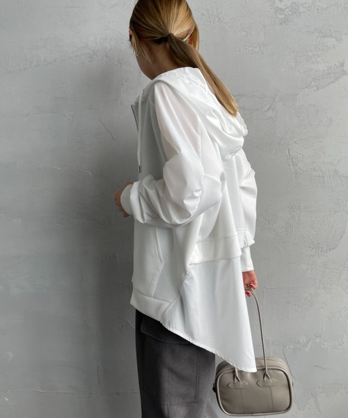 JEANS FACTORY Clothes（ジーンズファクトリークローズ）の「[Jeans Factory Clothes/ジーンズファクトリークローズ] 異素材切り替え ボンディングパーカー（その他アウター・レディース・オフホワイト/ブラック/ネイビー・F）」の7枚目の写真