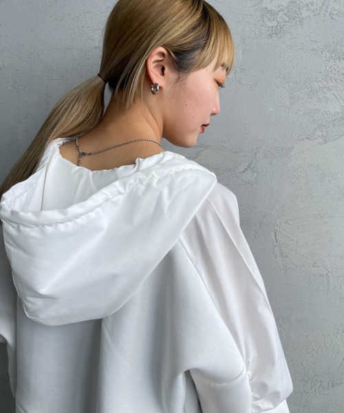JEANS FACTORY Clothes（ジーンズファクトリークローズ）の「[Jeans Factory Clothes/ジーンズファクトリークローズ] 異素材切り替え ボンディングパーカー（その他アウター・レディース・オフホワイト/ブラック/ネイビー・F）」の13枚目の写真